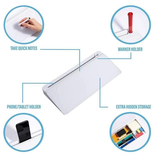 Storage Desk Board – Tempered Glass Desktop Whiteboard with Organizer - Mankind Essentials